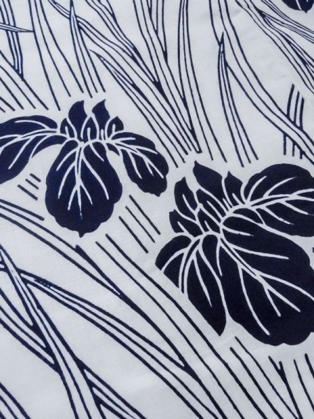 画像10: M0620P  浴衣(日本製) 女性用着物  綿   白, あやめ 【中古】 【USED】 【リサイクル】 ★★☆☆☆ (10)