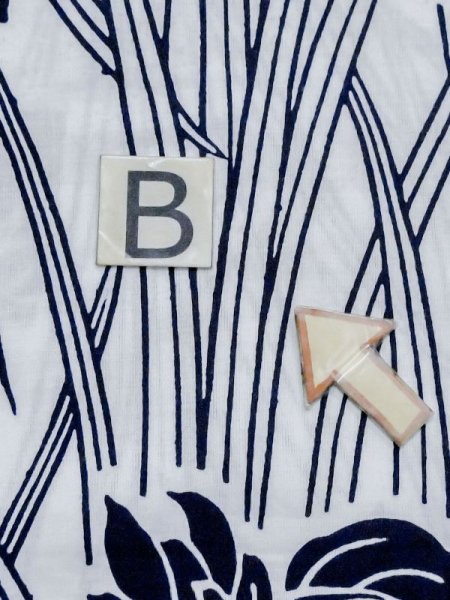 画像15: M0620P  浴衣(日本製) 女性用着物  綿   白, あやめ 【中古】 【USED】 【リサイクル】 ★★☆☆☆ (15)