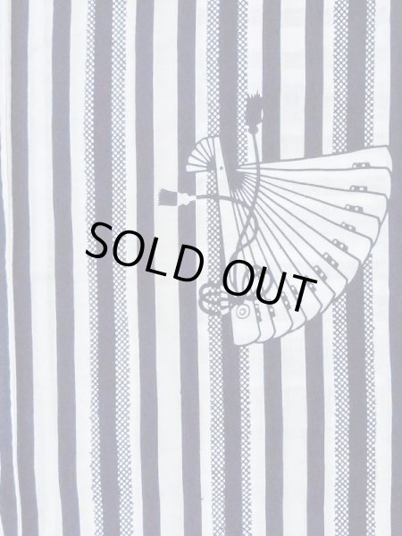 画像3: M0620S  浴衣（日本製） 女性用着物  綿麻   白, 扇 【中古】 【USED】 【リサイクル】 ★★☆☆☆ (3)