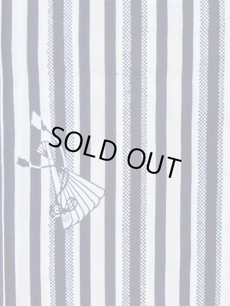 画像4: M0620S  浴衣（日本製） 女性用着物  綿麻   白, 扇 【中古】 【USED】 【リサイクル】 ★★☆☆☆ (4)