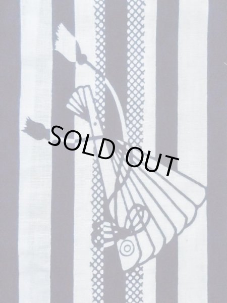 画像6: M0620S  浴衣（日本製） 女性用着物  綿麻   白, 扇 【中古】 【USED】 【リサイクル】 ★★☆☆☆ (6)