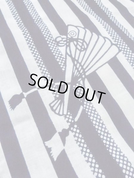 画像9: M0620S  浴衣（日本製） 女性用着物  綿麻   白, 扇 【中古】 【USED】 【リサイクル】 ★★☆☆☆ (9)