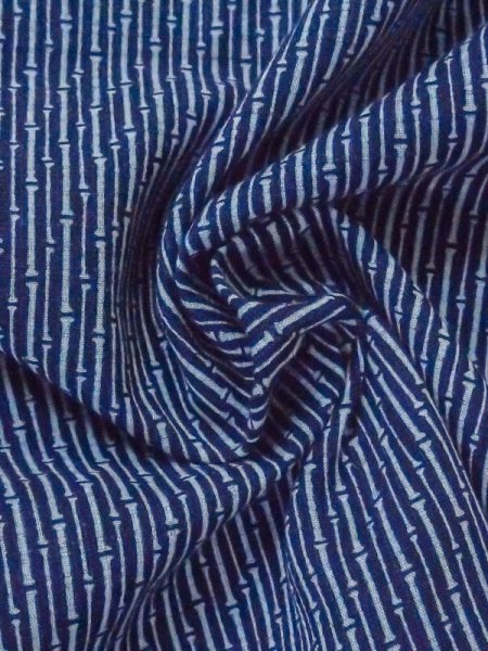 画像10: M0620W  浴衣(日本製) 男性用着物 竺仙 綿   藍, 竹 【中古】 【USED】 【リサイクル】 ★★★☆☆ (10)