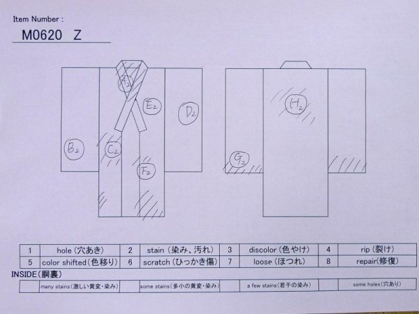 画像11: M0620Z  浴衣（日本製） 男性用着物  綿   白, いげた 【中古】 【USED】 【リサイクル】 ★☆☆☆☆ (11)