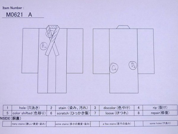 画像11: M0621A  浴衣(日本製) 男性用着物  綿麻   白, チェック柄 【中古】 【USED】 【リサイクル】 ★☆☆☆☆ (11)