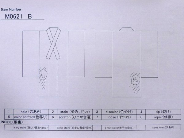 画像11: M0621B  浴衣(日本製) 男性用着物  綿麻   紺, チェック柄 【中古】 【USED】 【リサイクル】 ★★☆☆☆ (11)