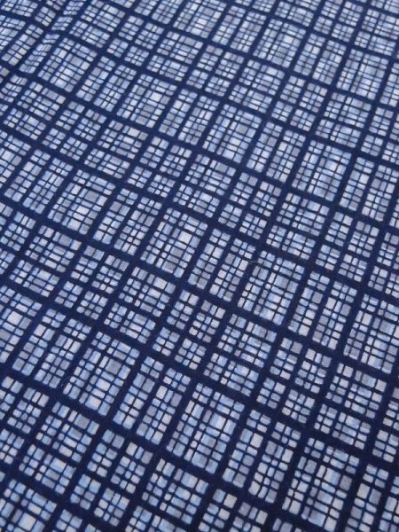 画像7: M0621C Mint  浴衣(日本製) 男性用着物  綿麻   青, チェック柄 【中古】 【USED】 【リサイクル】 ★★★★☆ (7)