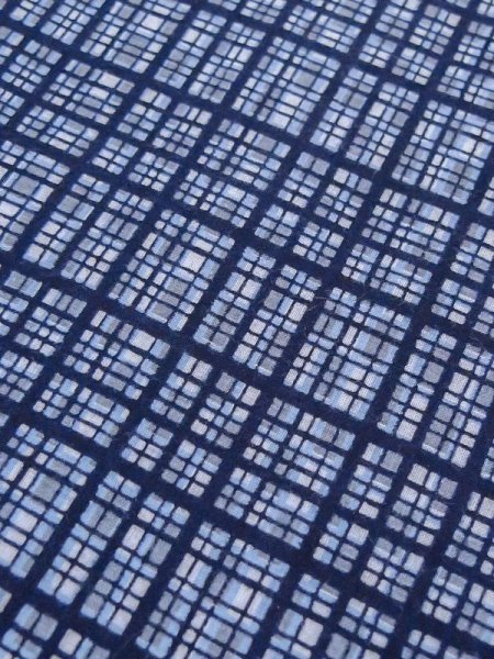 画像8: M0621C Mint  浴衣(日本製) 男性用着物  綿麻   青, チェック柄 【中古】 【USED】 【リサイクル】 ★★★★☆ (8)