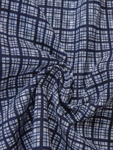 画像9: M0621C Mint  浴衣(日本製) 男性用着物  綿麻   青, チェック柄 【中古】 【USED】 【リサイクル】 ★★★★☆ (9)