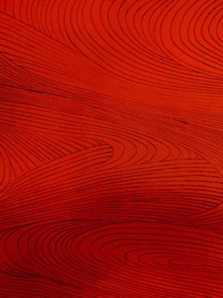 画像5: M0627A  羽織 女性用着物 裏地:化繊混合、つぎはぎあり シルク(正絹)   赤色, ぼかし 【中古】 【USED】 【リサイクル】 ★★★☆☆ (5)