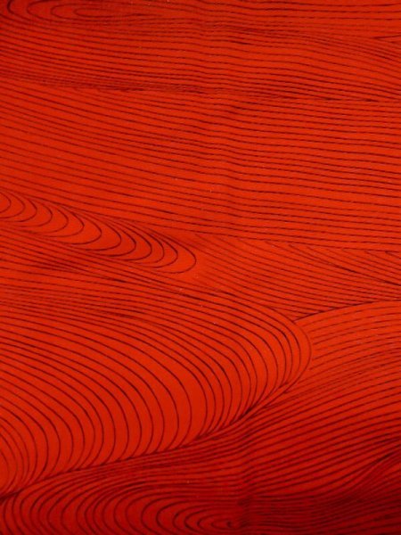 画像6: M0627A  羽織 女性用着物 裏地:化繊混合、つぎはぎあり シルク(正絹)   赤色, ぼかし 【中古】 【USED】 【リサイクル】 ★★★☆☆ (6)