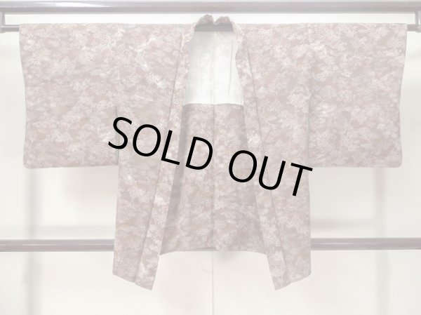 画像1: M0627J Mint  羽織 女性用着物  シルク（正絹）   オリーブ, 花 【中古】 【USED】 【リサイクル】 ★★★★☆ (1)