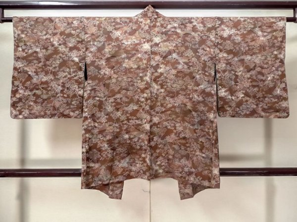 画像2: M0627J Mint  羽織 女性用着物  シルク(正絹)   オリーブ, 花 【中古】 【USED】 【リサイクル】 ★★★★☆ (2)