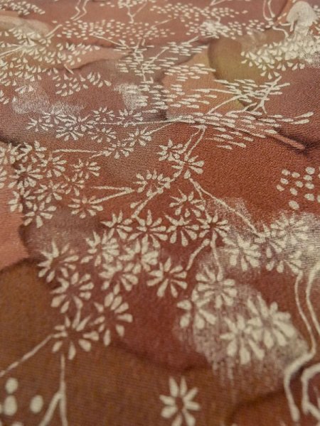 画像8: M0627J Mint  羽織 女性用着物  シルク(正絹)   オリーブ, 花 【中古】 【USED】 【リサイクル】 ★★★★☆ (8)