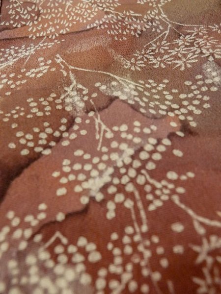 画像9: M0627J Mint  羽織 女性用着物  シルク(正絹)   オリーブ, 花 【中古】 【USED】 【リサイクル】 ★★★★☆ (9)