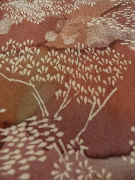 画像10: M0627J Mint  羽織 女性用着物  シルク(正絹)   オリーブ, 花 【中古】 【USED】 【リサイクル】 ★★★★☆ (10)