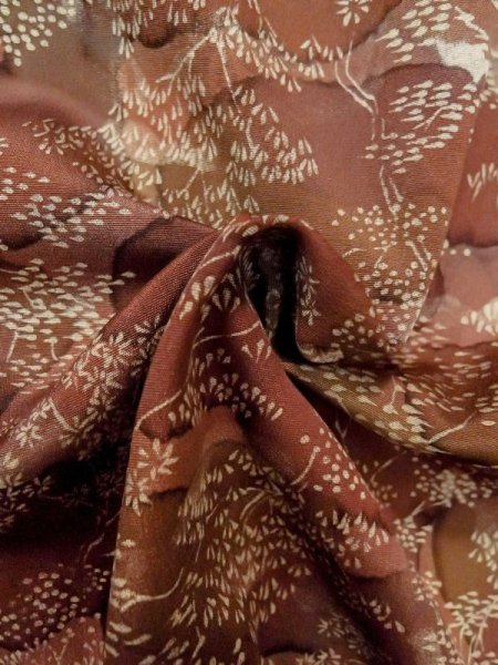 画像12: M0627J Mint  羽織 女性用着物  シルク(正絹)   オリーブ, 花 【中古】 【USED】 【リサイクル】 ★★★★☆ (12)