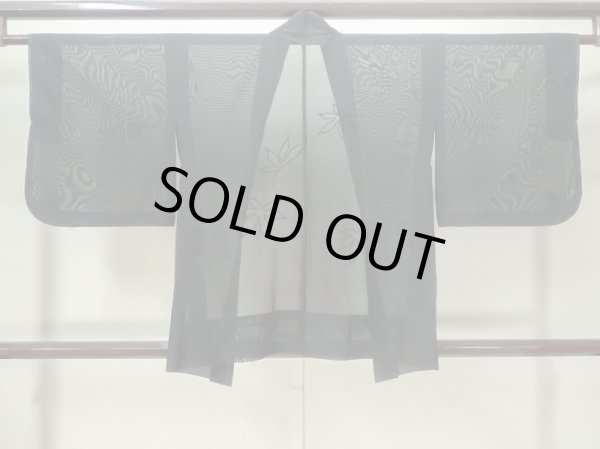 画像2: M0627K Mint  羽織 女性用着物  シルク(正絹)   黒, もみじ 【中古】 【USED】 【リサイクル】 ★★★★☆ (2)