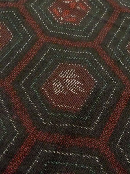 画像8: M0627O  羽織 女性用着物 韓国紬 シルク(正絹)  深い 黒, 花 【中古】 【USED】 【リサイクル】 ★★☆☆☆ (8)