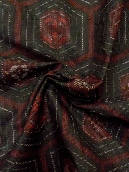 画像11: M0627O  羽織 女性用着物 韓国紬 シルク(正絹)  深い 黒, 花 【中古】 【USED】 【リサイクル】 ★★☆☆☆ (11)