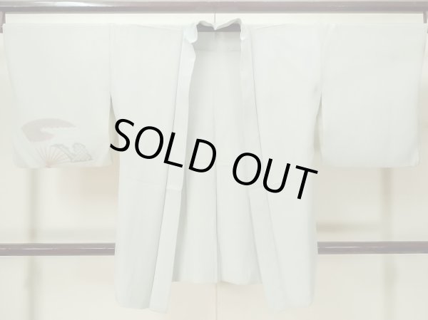 画像1: M0627P  羽織 女性用着物  シルク（正絹） 淡い 薄い 緑色, 梅 【中古】 【USED】 【リサイクル】 ★★☆☆☆ (1)