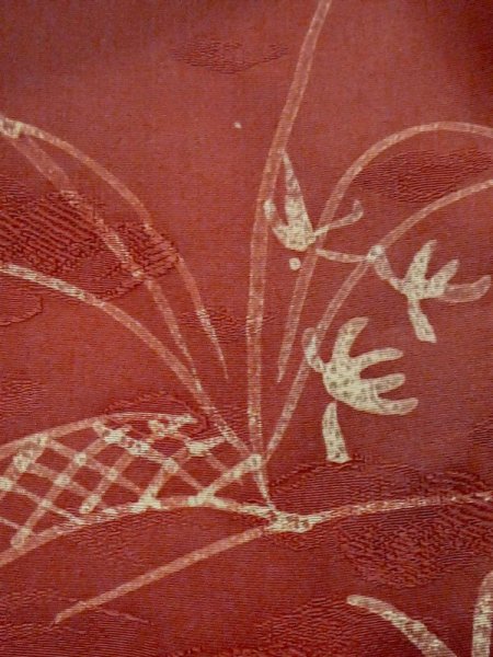 画像7: M0627S  羽織 女性用着物  シルク(正絹)  深い 赤色, 花 【中古】 【USED】 【リサイクル】 ★★☆☆☆ (7)