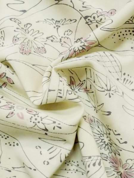 画像11: M0627U  羽織 女性用着物  混   アイボリー, 菊 【中古】 【USED】 【リサイクル】 ★★☆☆☆ (11)