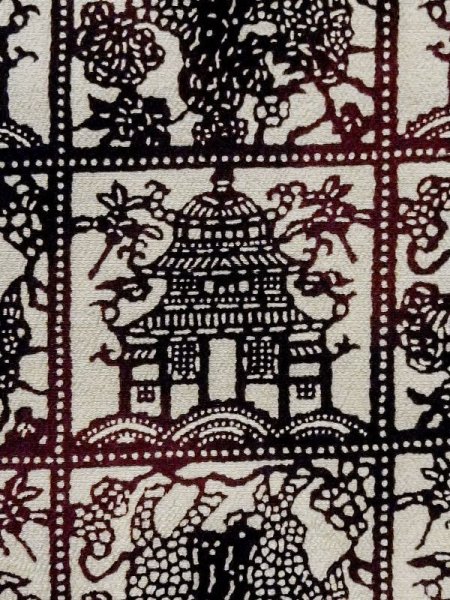 画像5: M0627W  羽織 女性用着物 人と馬 シルク(正絹)   アイボリー, 寺 【中古】 【USED】 【リサイクル】 ★★★☆☆ (5)