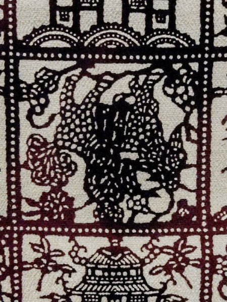 画像6: M0627W  羽織 女性用着物 人と馬 シルク(正絹)   アイボリー, 寺 【中古】 【USED】 【リサイクル】 ★★★☆☆ (6)
