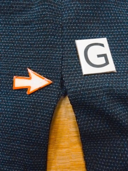 画像17: M0704J  単衣 男性用着物  麻  深い 藍, 線 【中古】 【USED】 【リサイクル】 ★☆☆☆☆ (17)