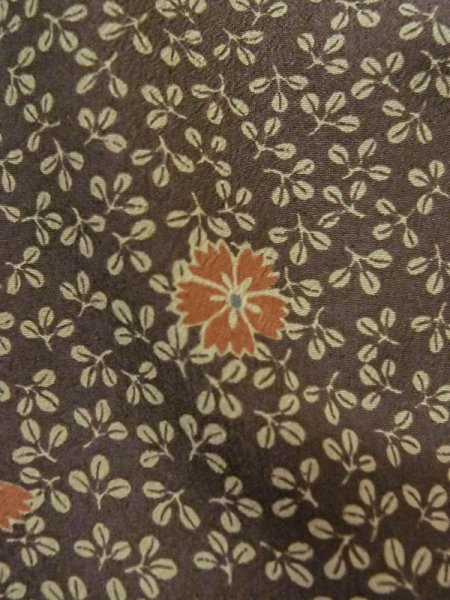 画像7: M0704Q Mint  単衣 男性用着物 撫子柄 化繊   茶色, 萩 【中古】 【USED】 【リサイクル】 ★★★★☆ (7)