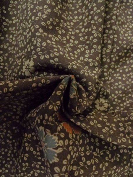 画像12: M0704Q Mint  単衣 男性用着物 撫子柄 化繊   茶色, 萩 【中古】 【USED】 【リサイクル】 ★★★★☆ (12)