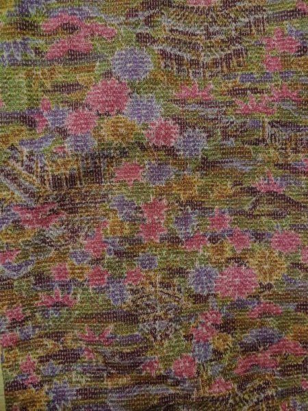 画像4: M0704S  単衣 女性用着物  ウール   マルチカラー, 花 【中古】 【USED】 【リサイクル】 ★☆☆☆☆ (4)