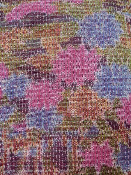 画像5: M0704S  単衣 女性用着物  ウール   マルチカラー, 花 【中古】 【USED】 【リサイクル】 ★☆☆☆☆ (5)