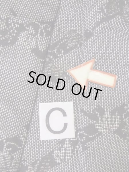 画像16: M0704T  単衣 女性用着物  シルク（正絹）   灰色, 葉 【中古】 【USED】 【リサイクル】 ★☆☆☆☆ (16)