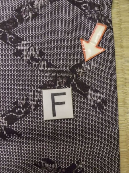 画像19: M0704T  単衣 女性用着物  シルク(正絹)   灰色, 葉 【中古】 【USED】 【リサイクル】 ★☆☆☆☆ (19)