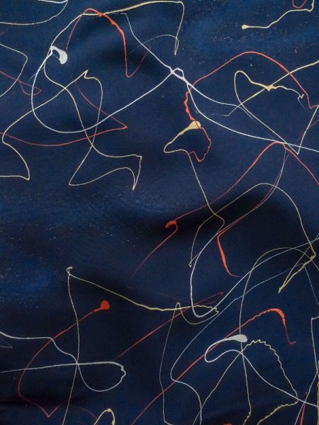 画像4: M0704X Mint  単衣 女性用着物  化繊   紺, 抽象的模様 【中古】 【USED】 【リサイクル】 ★★★★★ (4)