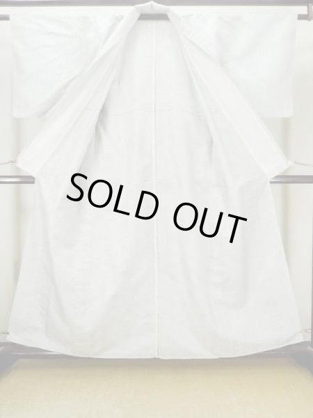 画像2: M0705A  単衣 女性用着物  シルク(正絹)  薄い 灰色, 麻の葉 【中古】 【USED】 【リサイクル】 ★★☆☆☆ (2)