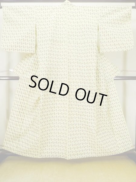 画像1: M0705C  単衣 女性用着物  化繊   黄色, 花 【中古】 【USED】 【リサイクル】 ★★☆☆☆ (1)