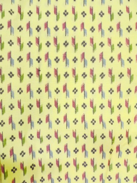 画像4: M0705C  単衣 女性用着物  化繊   黄色, 花 【中古】 【USED】 【リサイクル】 ★★☆☆☆ (4)