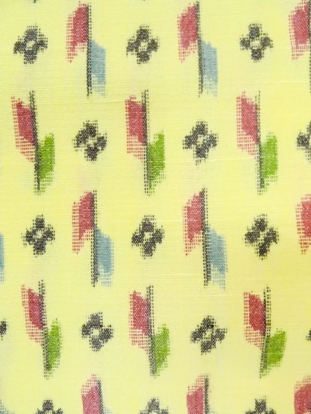 画像7: M0705C  単衣 女性用着物  化繊   黄色, 花 【中古】 【USED】 【リサイクル】 ★★☆☆☆ (7)