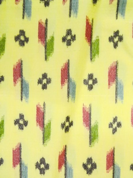 画像8: M0705C  単衣 女性用着物  化繊   黄色, 花 【中古】 【USED】 【リサイクル】 ★★☆☆☆ (8)