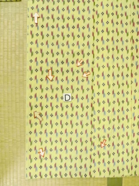 画像18: M0705C  単衣 女性用着物  化繊   黄色, 花 【中古】 【USED】 【リサイクル】 ★★☆☆☆ (18)