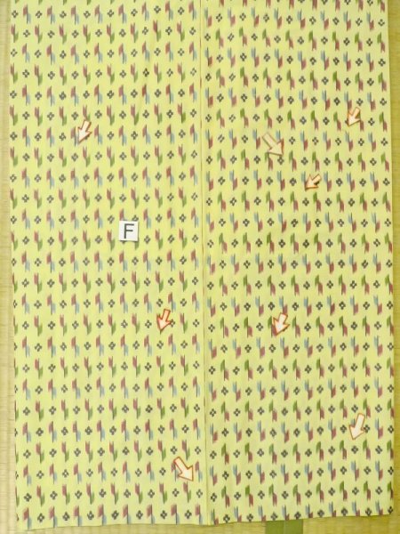 画像20: M0705C  単衣 女性用着物  化繊   黄色, 花 【中古】 【USED】 【リサイクル】 ★★☆☆☆ (20)