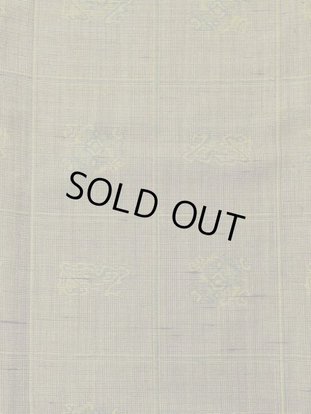 画像3: M0712G  単衣 女性用着物  ウール 深い 鮮やか 黄緑色, チェック柄 【中古】 【USED】 【リサイクル】 ★☆☆☆☆ (3)