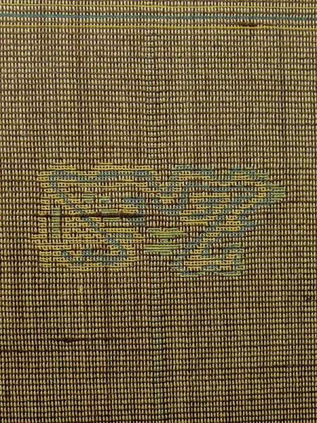 画像6: M0712G  単衣 女性用着物  ウール 深い 鮮やか 黄緑色, チェック柄 【中古】 【USED】 【リサイクル】 ★☆☆☆☆ (6)