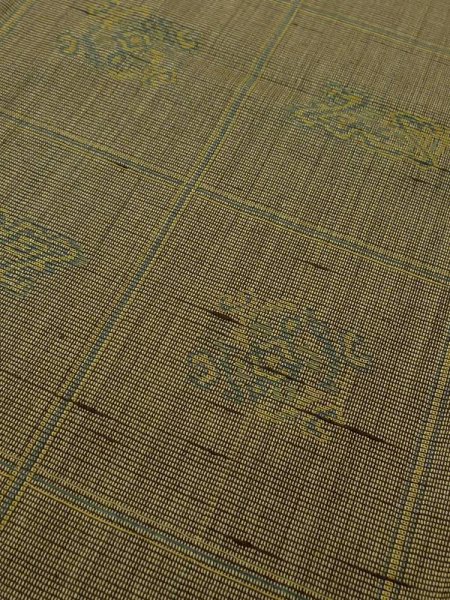 画像9: M0712G  単衣 女性用着物  ウール 深い 鮮やか 黄緑色, チェック柄 【中古】 【USED】 【リサイクル】 ★☆☆☆☆ (9)