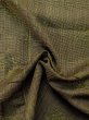 画像10: M0712G  単衣 女性用着物  ウール 深い 鮮やか 黄緑色, チェック柄 【中古】 【USED】 【リサイクル】 ★☆☆☆☆ (10)