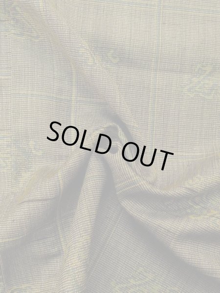 画像10: M0712G  単衣 女性用着物  ウール 深い 鮮やか 黄緑色, チェック柄 【中古】 【USED】 【リサイクル】 ★☆☆☆☆ (10)