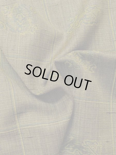 画像11: M0712G  単衣 女性用着物  ウール 深い 鮮やか 黄緑色, チェック柄 【中古】 【USED】 【リサイクル】 ★☆☆☆☆ (11)